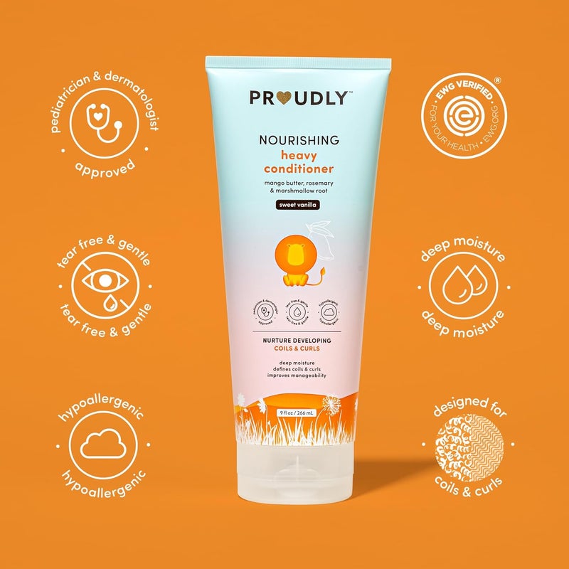Proudly Nourishing Curly & Coily Hair Baby Conditioner by Gabrielle Union & Dwyane Wade, for Black & Brown Babies, Dry, Sensitive Skin, Sweet Vanilla, 9 oz - Image 2